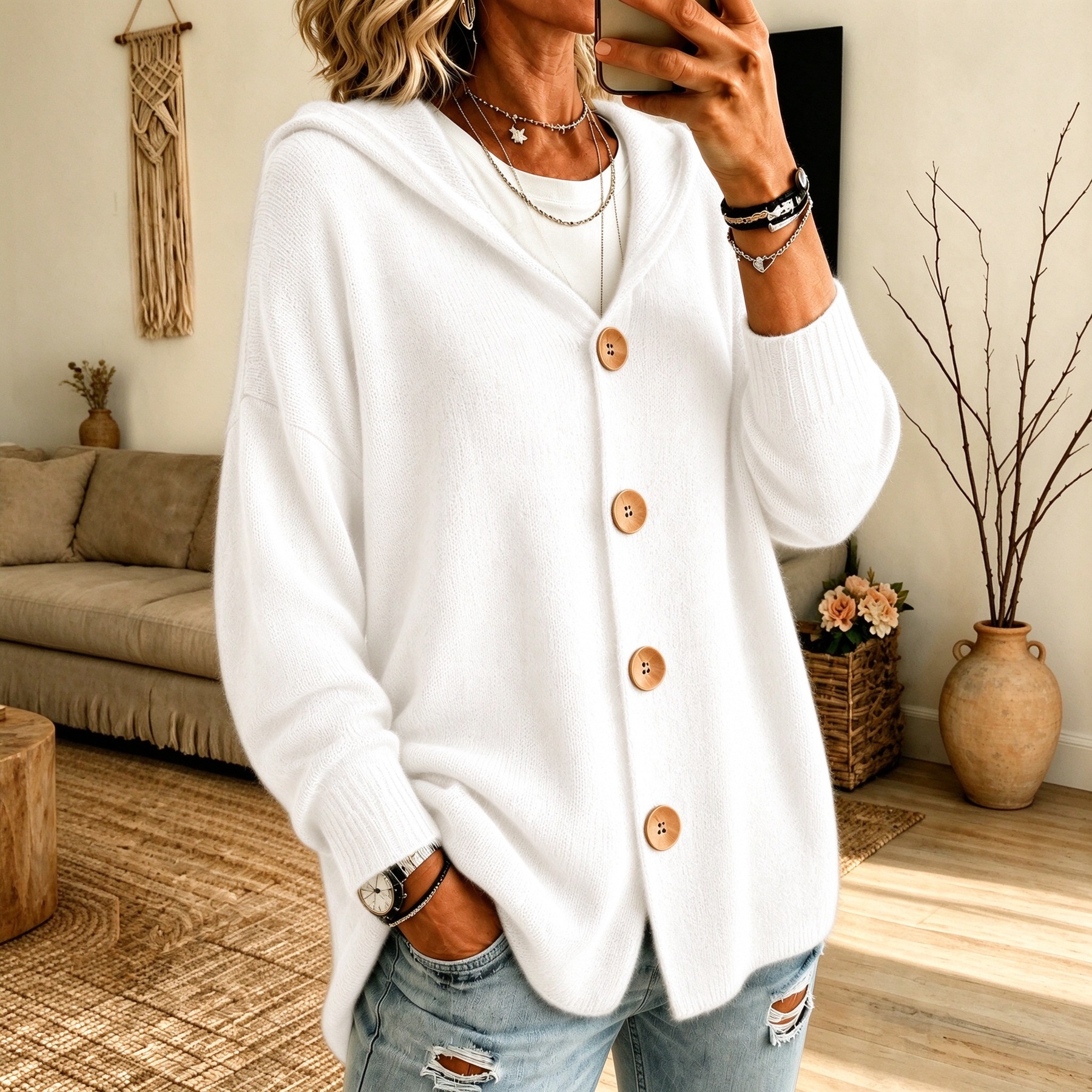 Women’s Relaxed Hooded Knit Cardigan