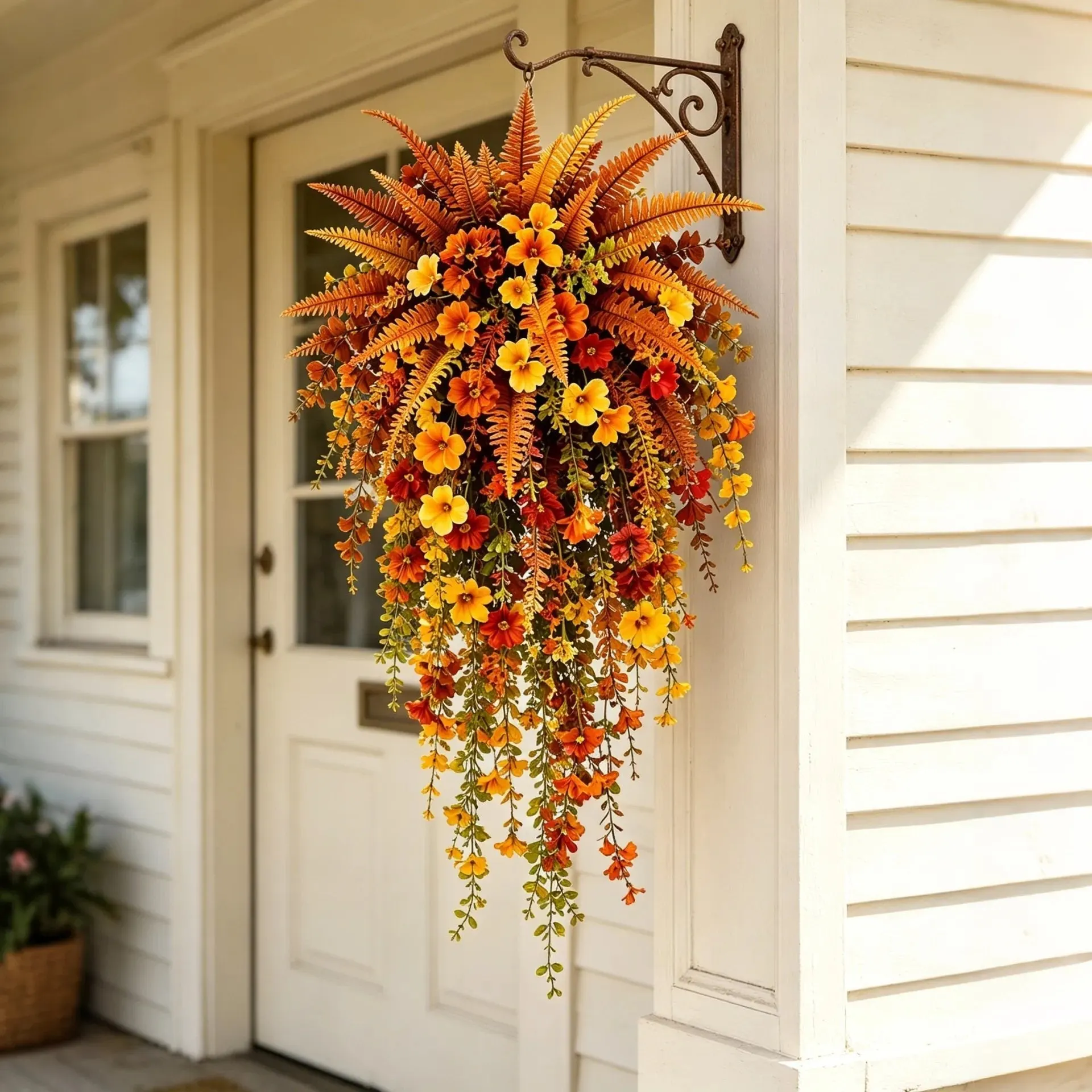 ARTIFICIAL FALL HARVEST HANGING BASKET