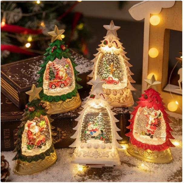 Lighted Christmas Tree Snow-Globe Ornament
