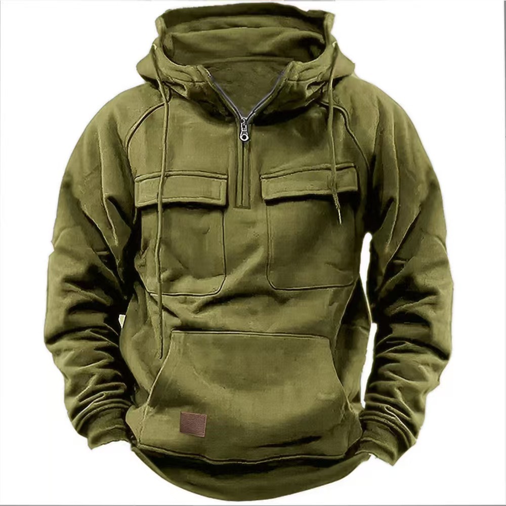 Men's Hoodie Quarter Zip Hoodie Tactical Hoodie