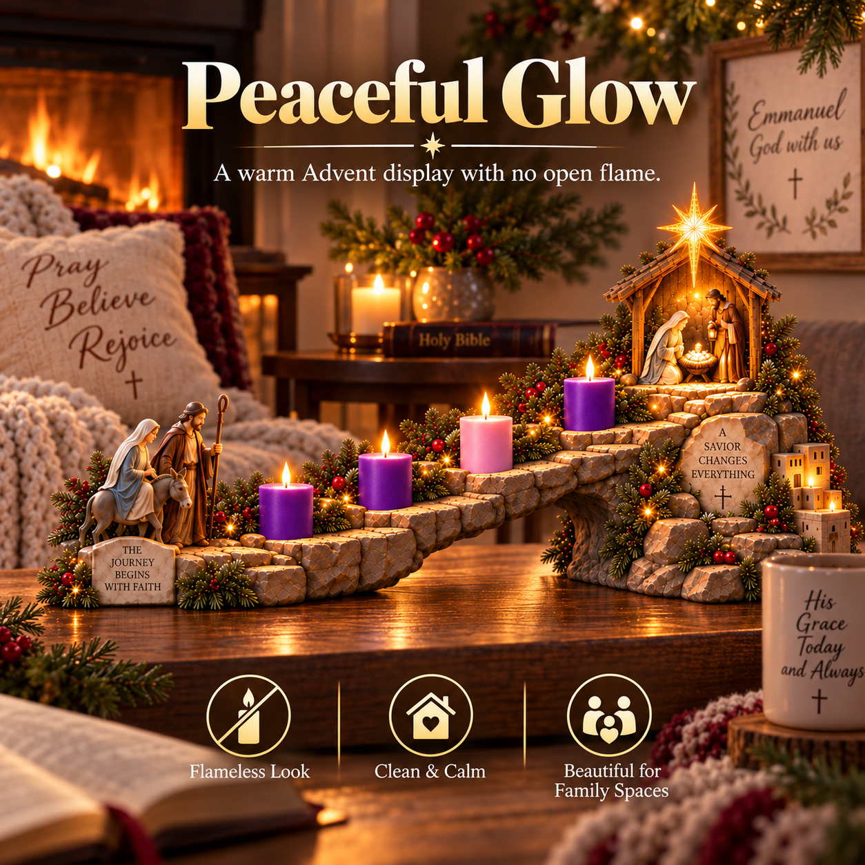 Peaceful flameless Advent glow with no open flame
