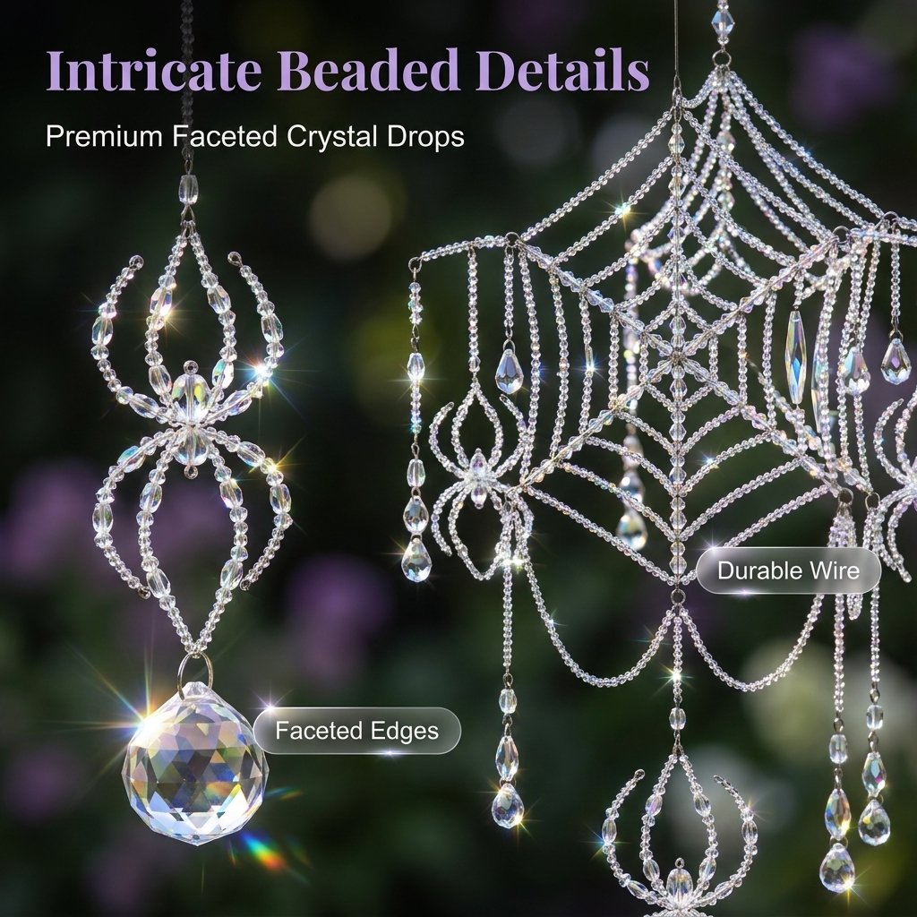Close-up crystal spiderweb details