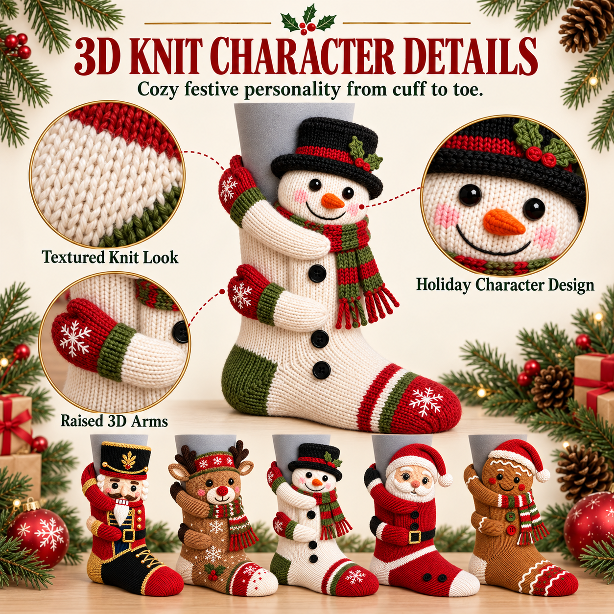 The best gift—3D Christmas Hugging Christmas Socks