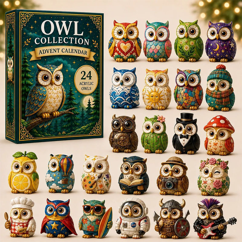 😍24 Days Owl Acrylic Ornament Advent Calendar