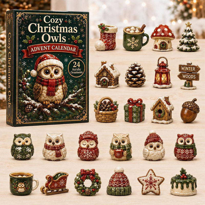 😍24 Days Owl Acrylic Ornament Advent Calendar