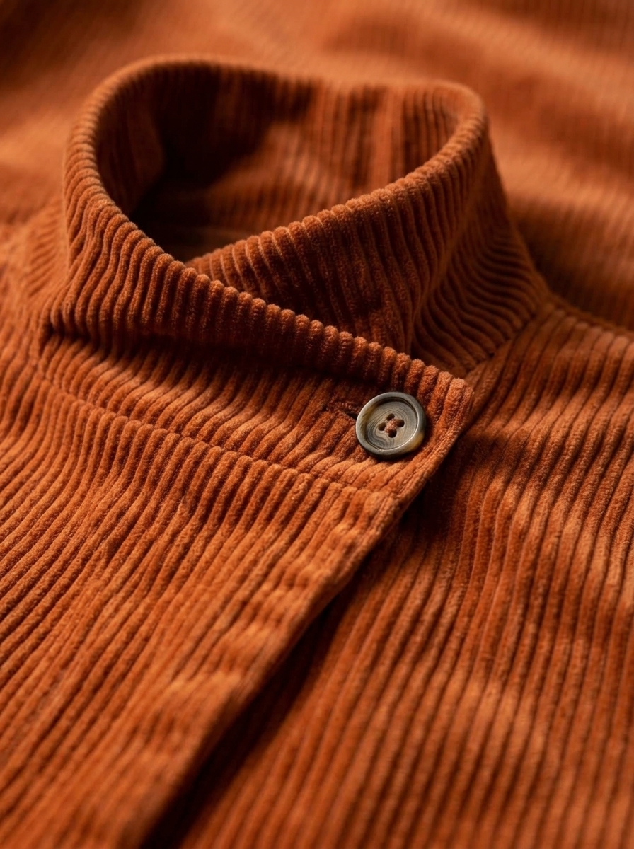 Cozy Asymmetric Button-Accented Corduroy Top