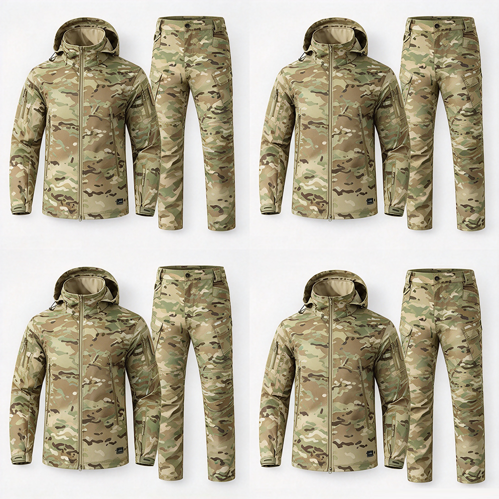 Men's Hooded Multi-Pocket Jacket & Cargo Pants Set - Multipack