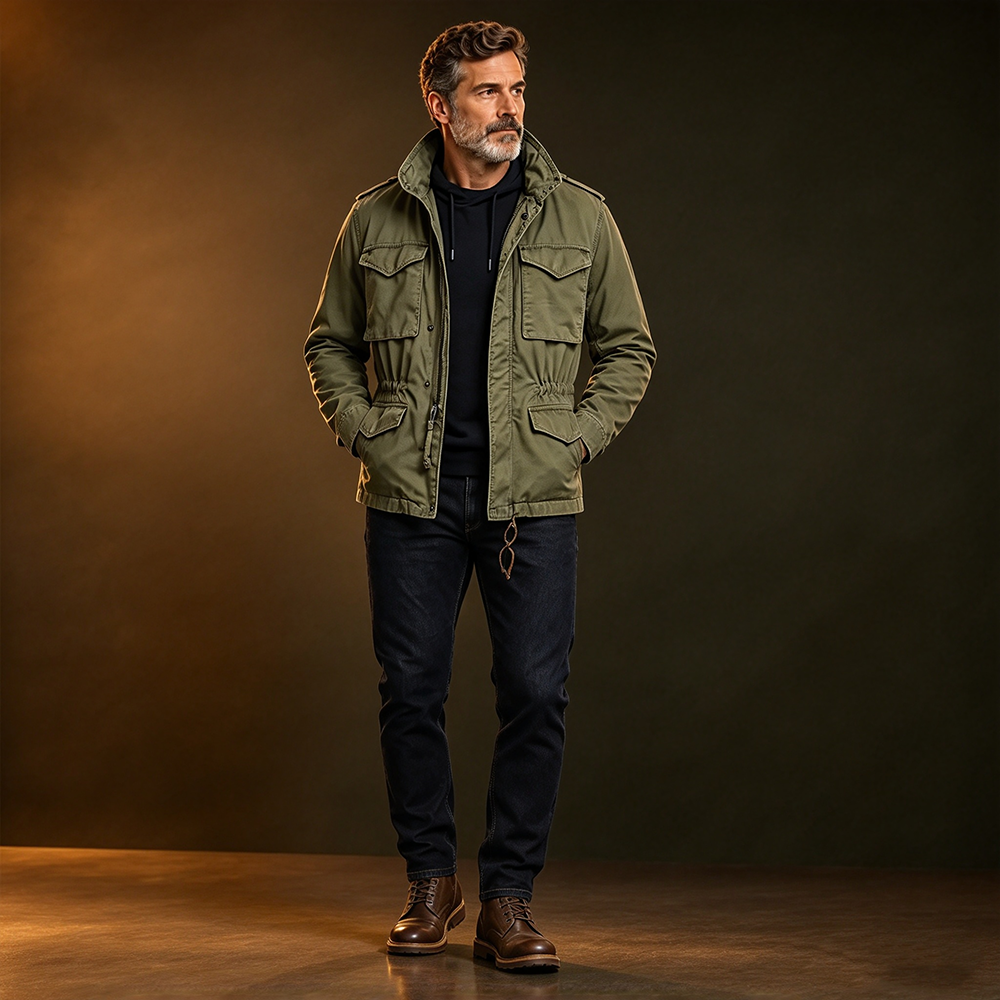 Men's Multi-Functional 4-Pocket Field Jacket – Waterproof & Durable  - Multipack