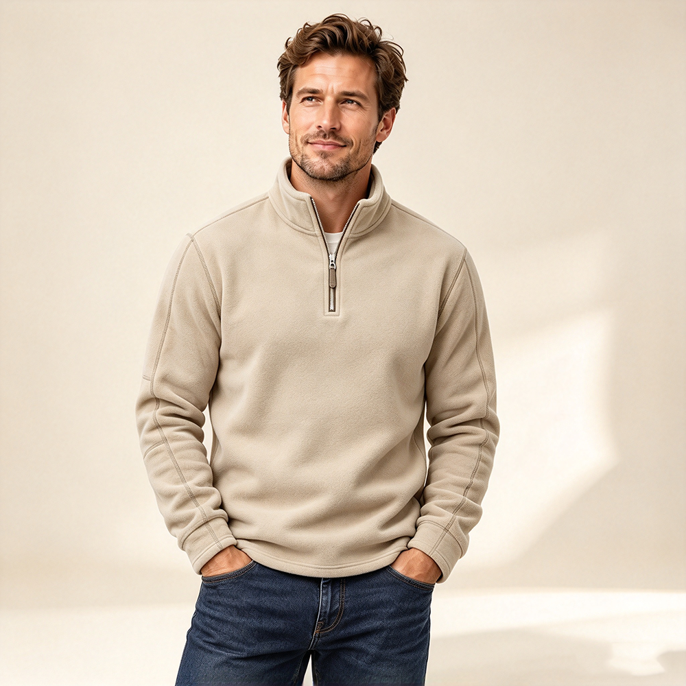 Men's Casual Fleece Polo Shirt
