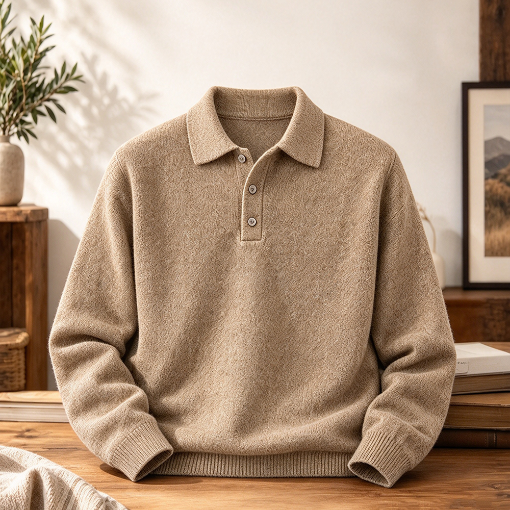Men's Textured Long-Sleeve Polo Sweater Multipacks