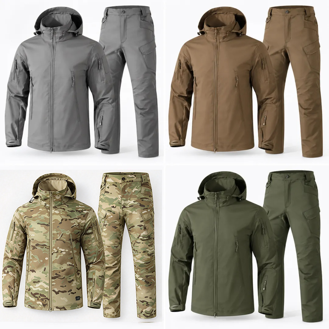 Men's Hooded Multi-Pocket Jacket & Cargo Pants Set - Multipack
