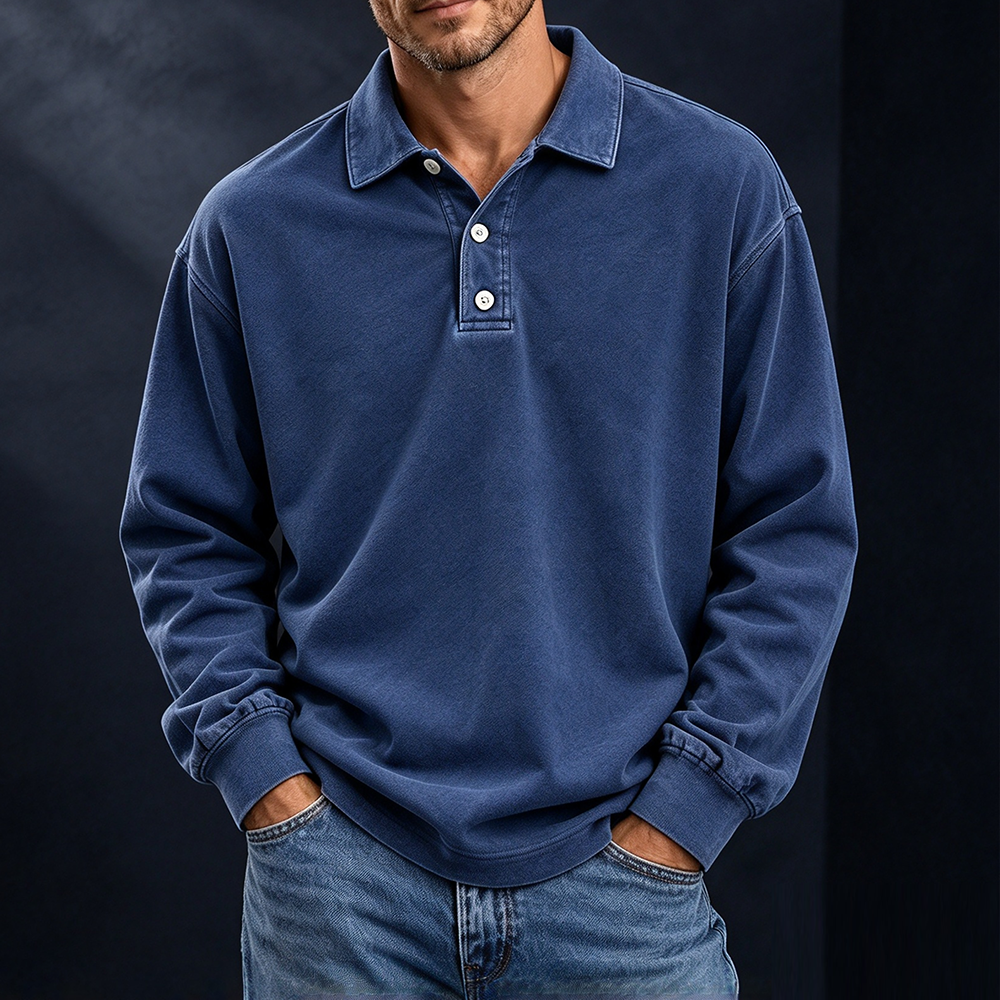 Men's Long-Sleeve Polo Pullover - Multipack