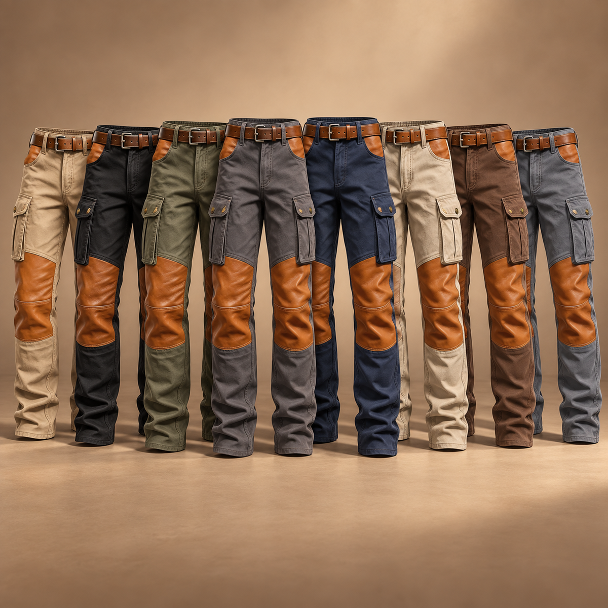 Men's Contrast-Panel Cargo Pants Multipack - 8-Piece All-Color Pack