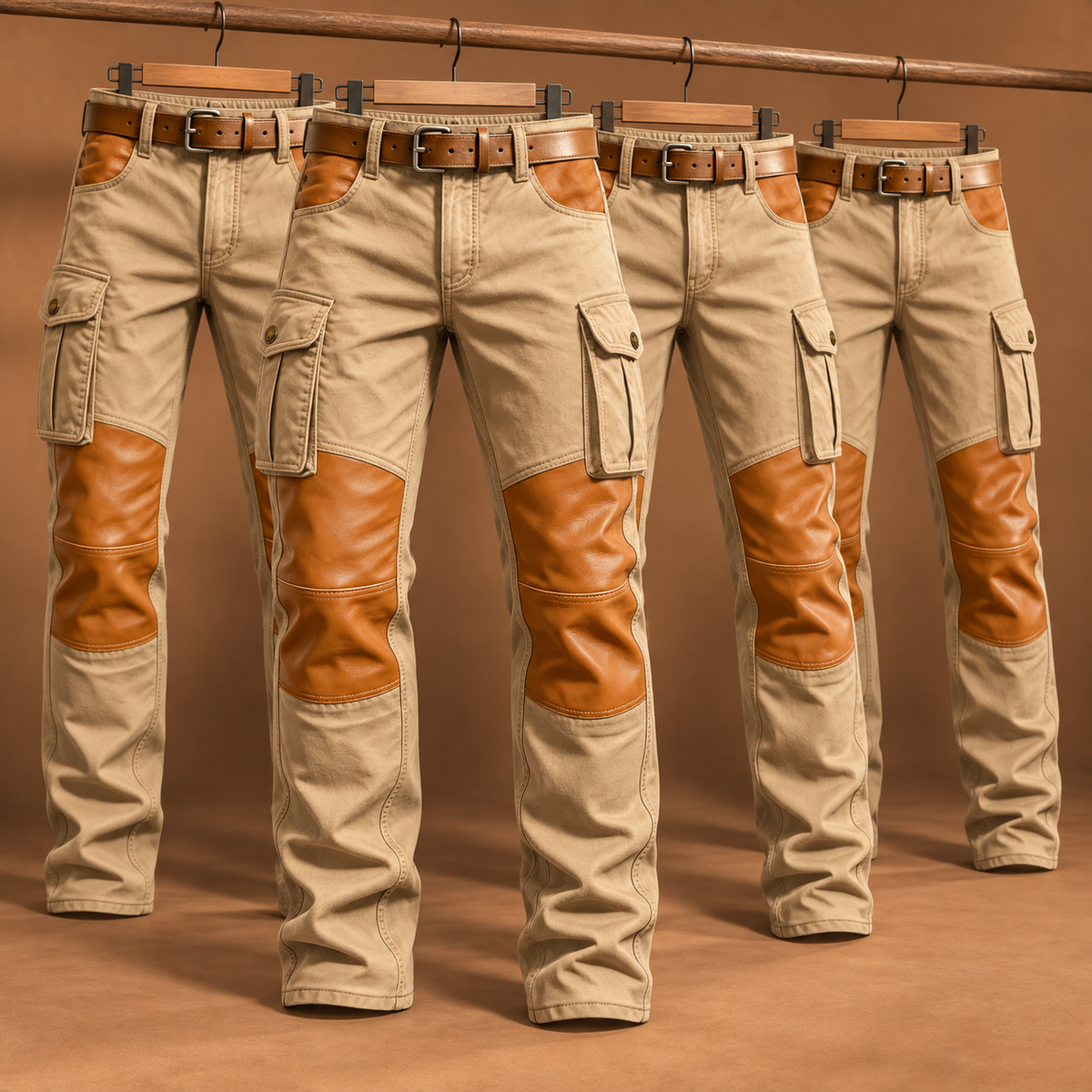 Men's Contrast-Panel Cargo Pants Multipack - 4-Piece Khaki Pack