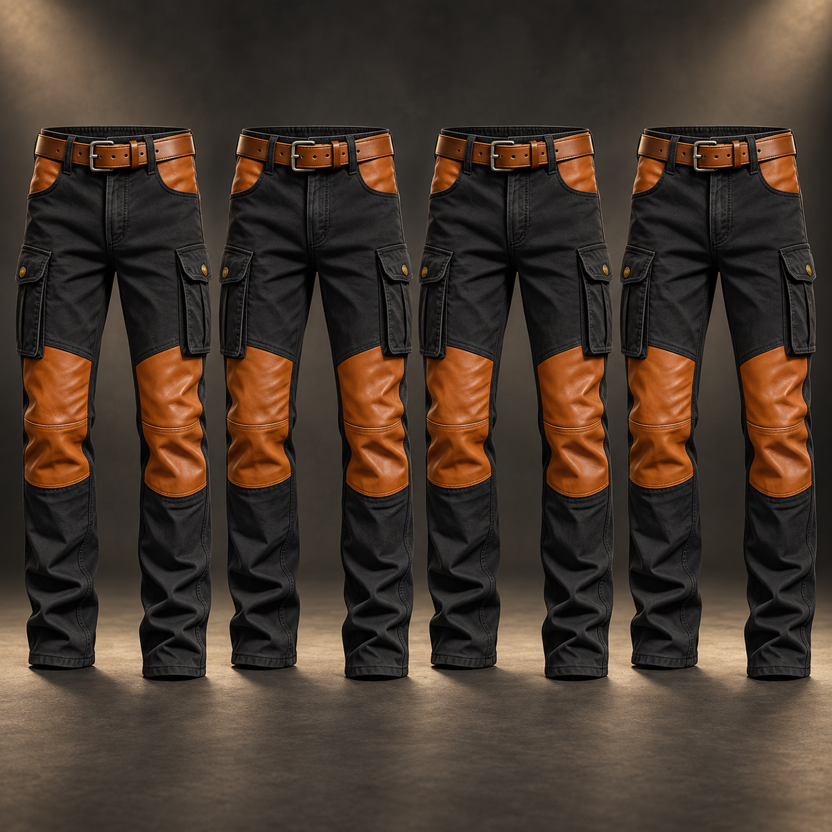 Men's Contrast-Panel Cargo Pants Multipack - 4-Piece Black Pack