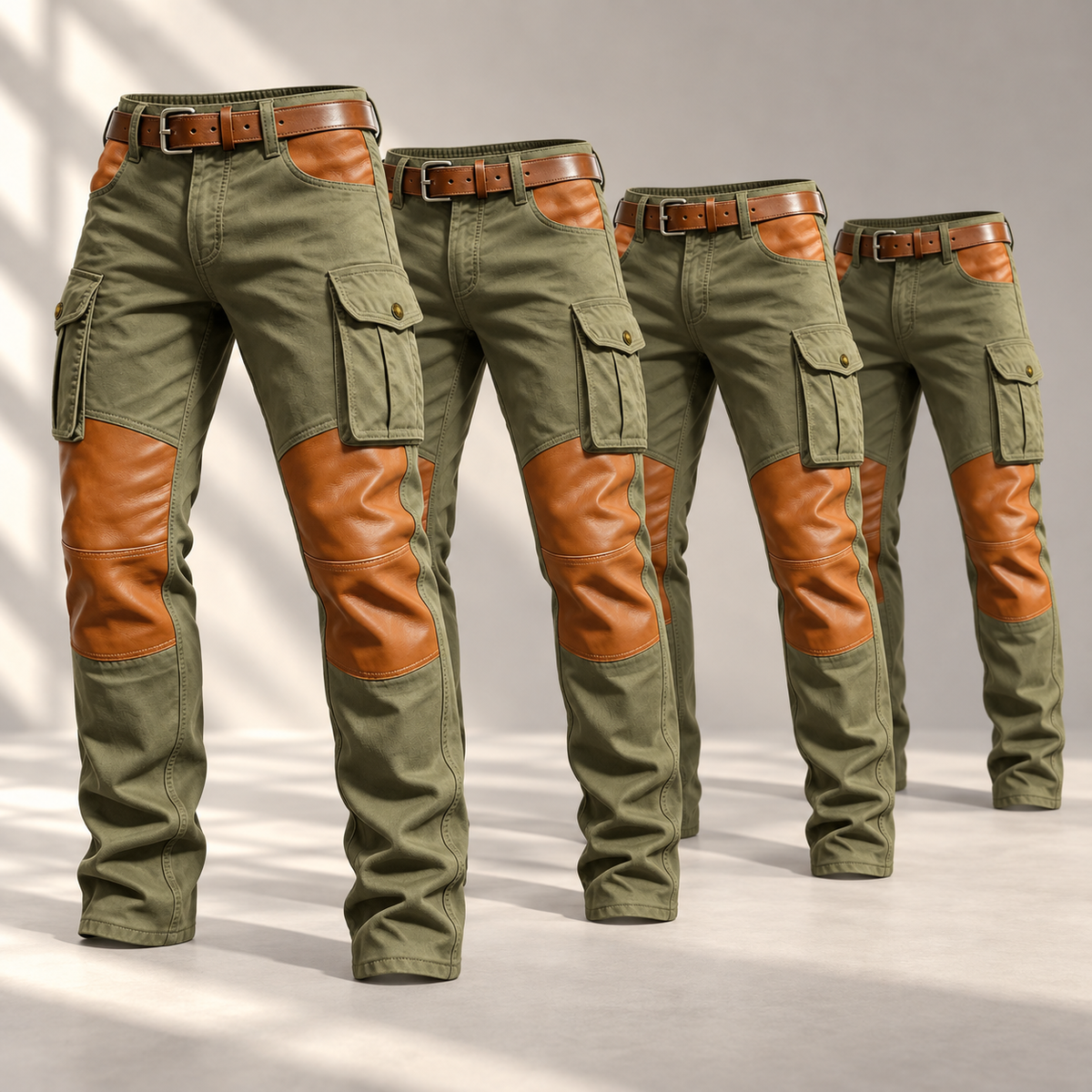 Men's Contrast-Panel Cargo Pants Multipack - 4-Piece Olive Pack
