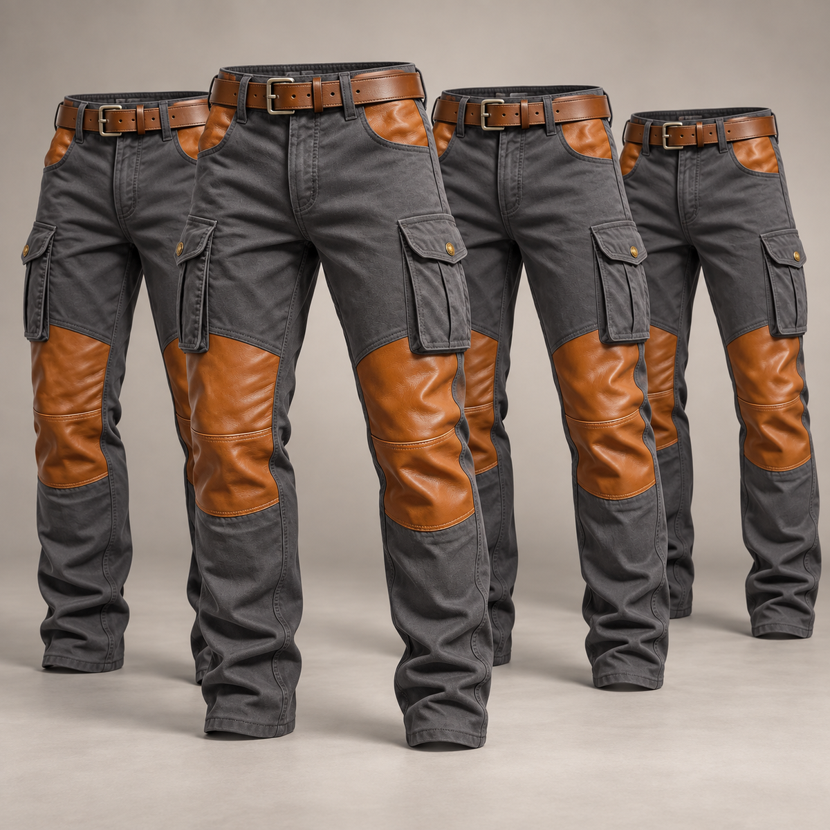 Men's Contrast-Panel Cargo Pants Multipack - 4-Piece Charcoal Pack