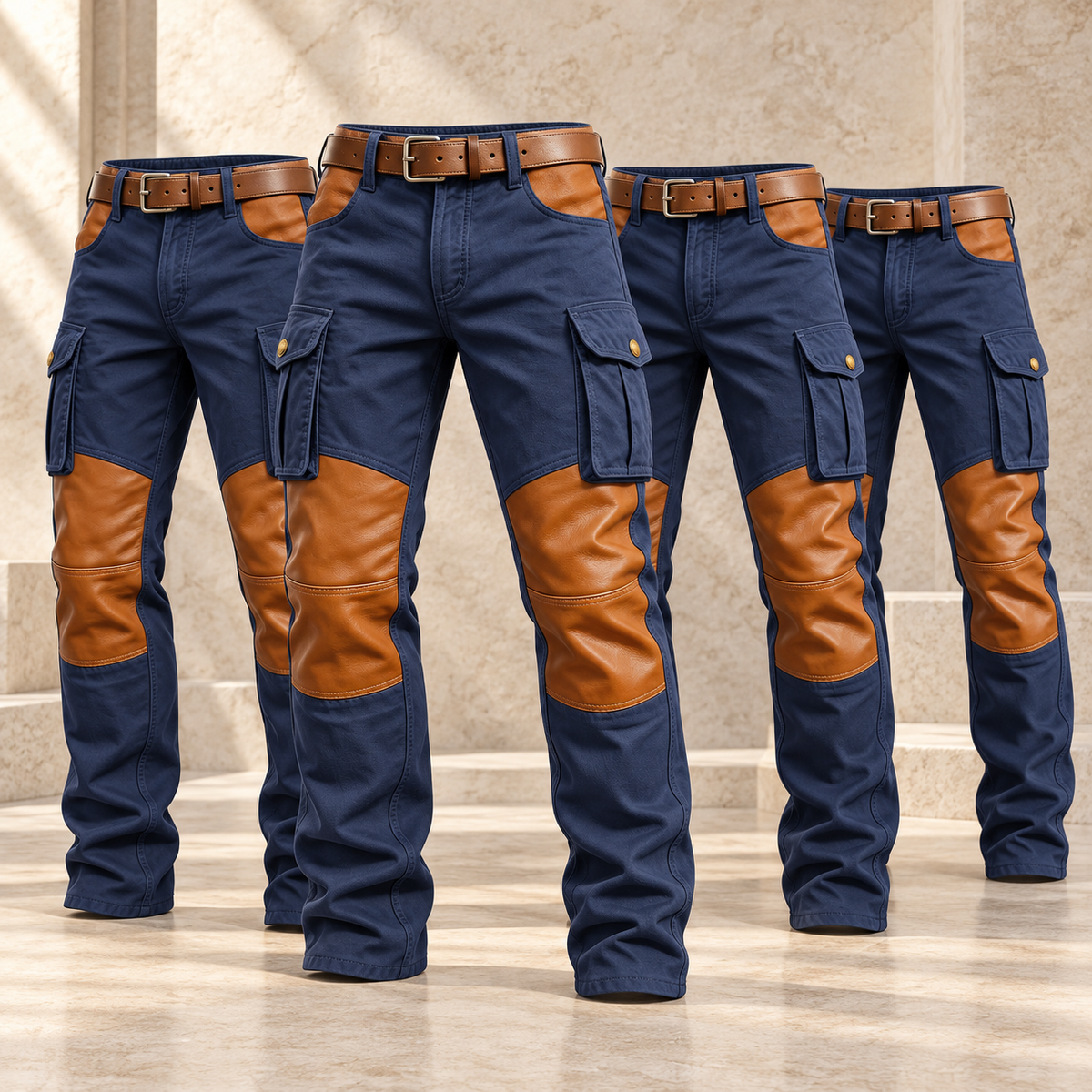 Men's Contrast-Panel Cargo Pants Multipack - 4-Piece Navy Pack