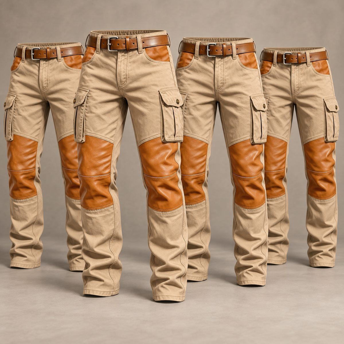 Men's Contrast-Panel Cargo Pants Multipack - 4-Piece Stone Pack