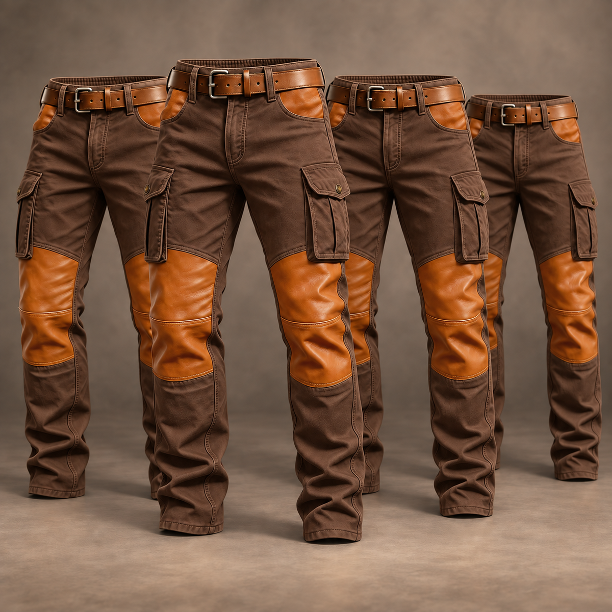 Men's Contrast-Panel Cargo Pants Multipack - 4-Piece Brown Pack