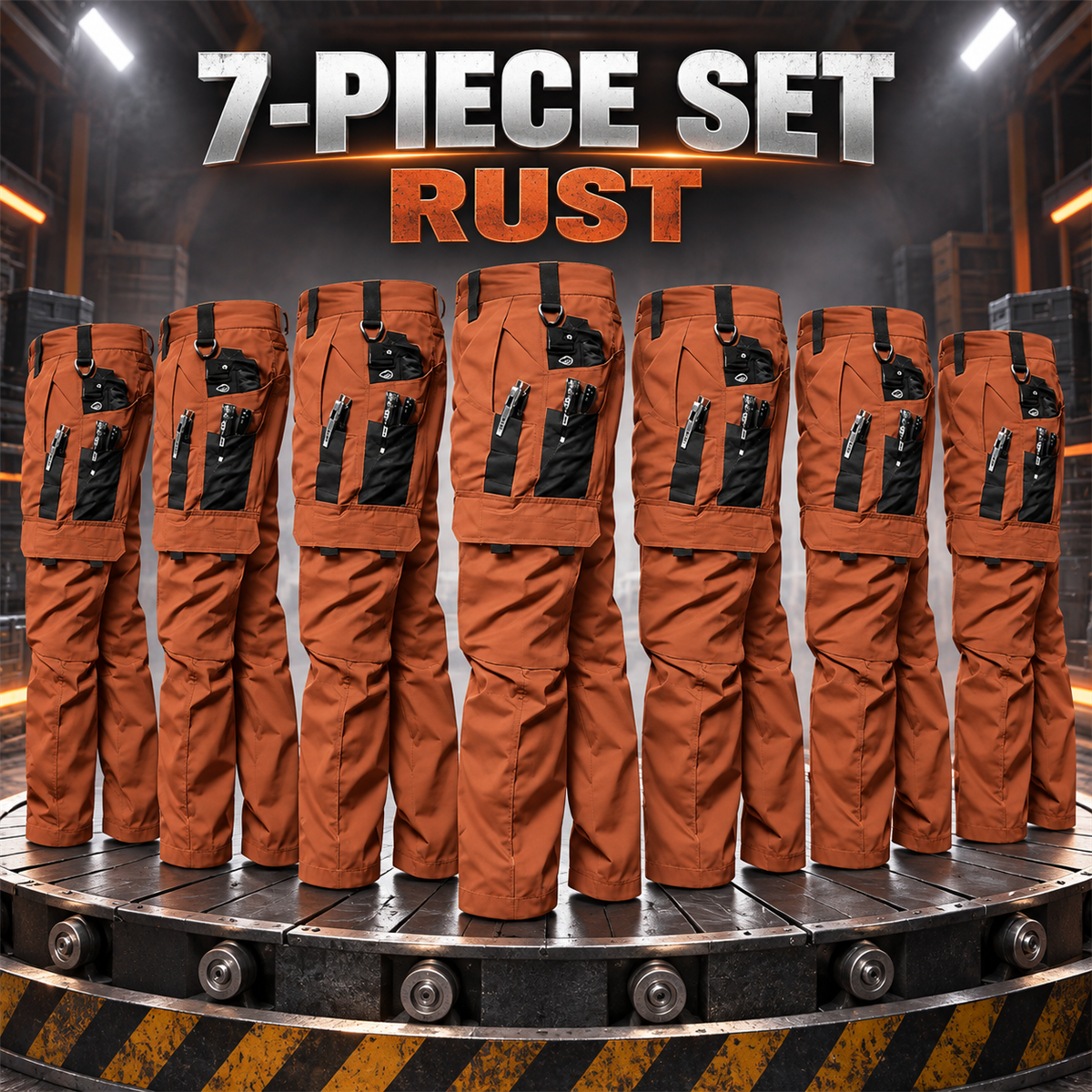 Men's Multi-Pocket Work Cargo Pants Multipack - 7-Piece Rust Pack