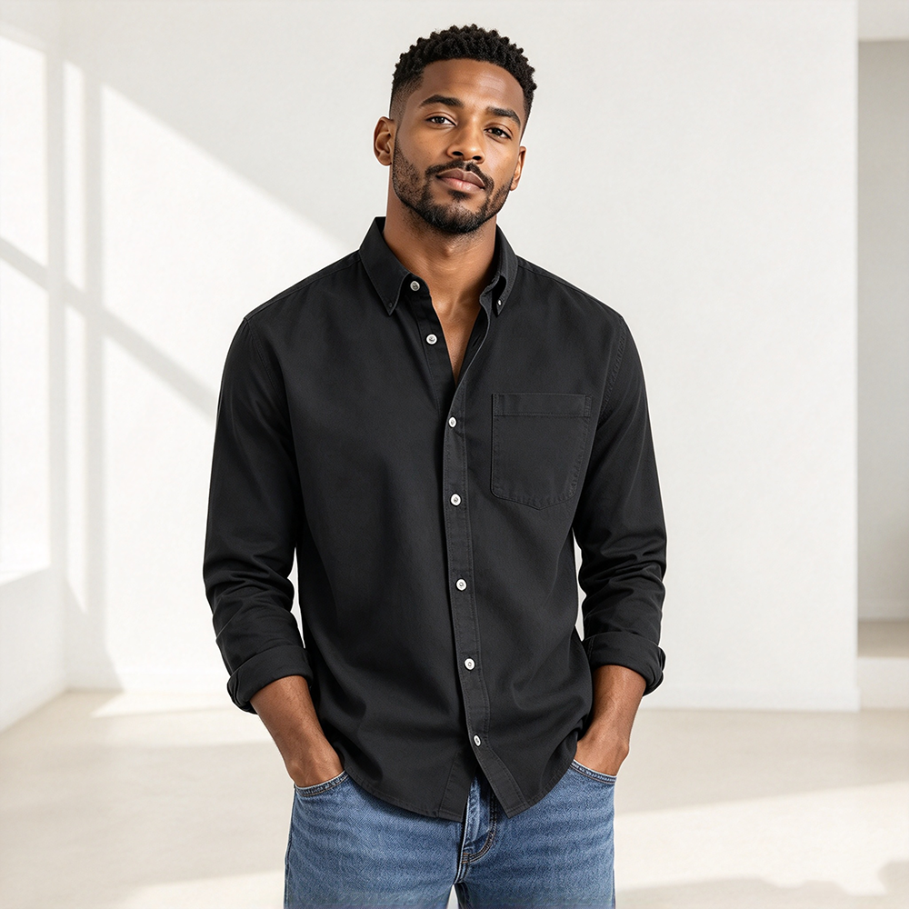 Men's Long-Sleeve Button-Front Shirt