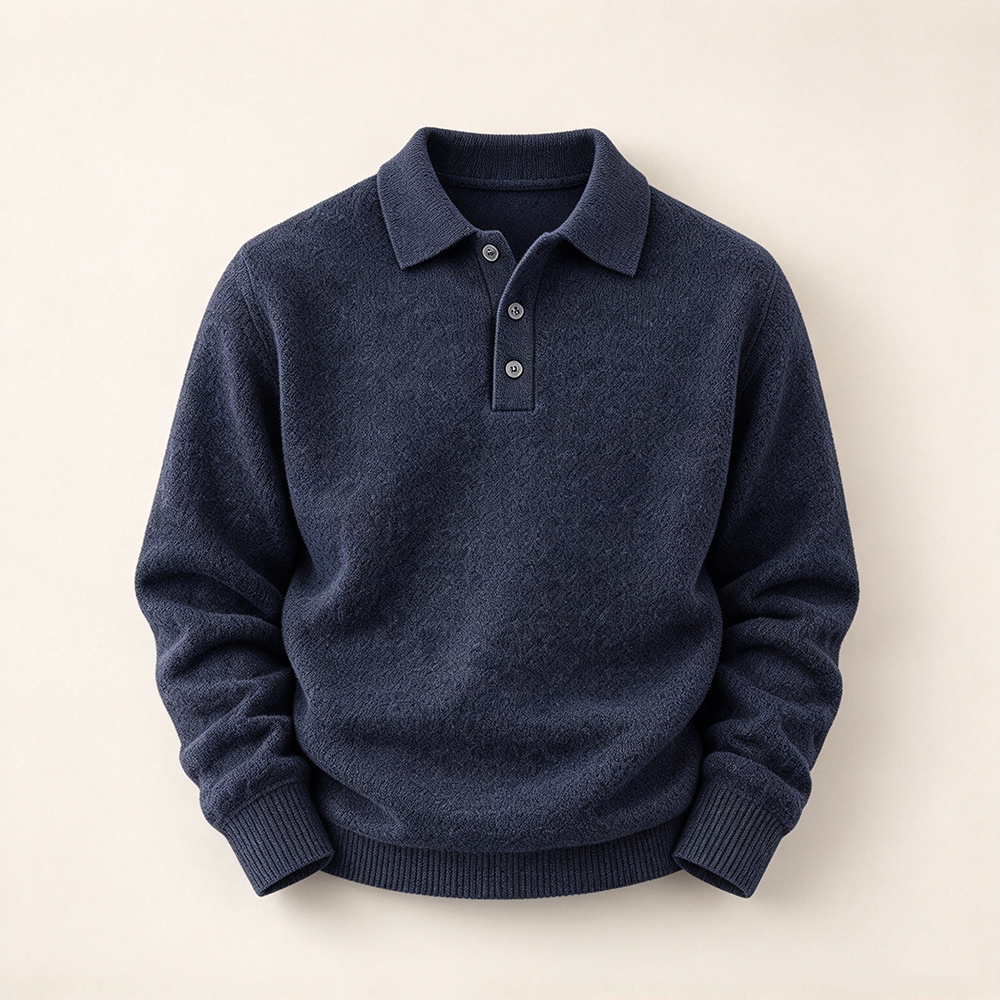 Men's Textured Long-Sleeve Polo Sweater Multipacks