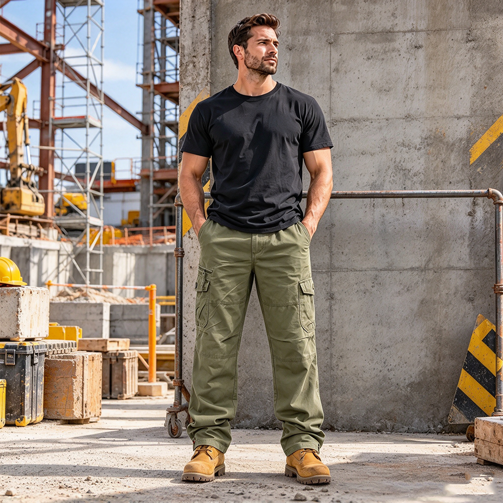 Men's Ripstop Straight-Leg Work Pants,Water Resistant Outdoor Tactical Pants