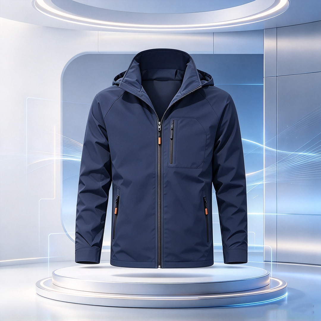 Men's Hooded Zip Waterproof Jacket ideal for city style and outdoor adventures