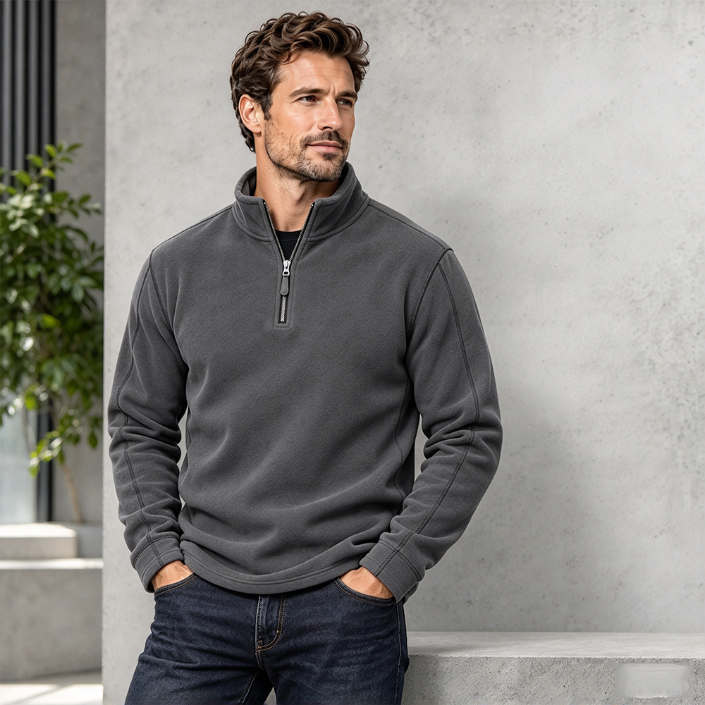 Men's Casual Fleece Polo Shirt