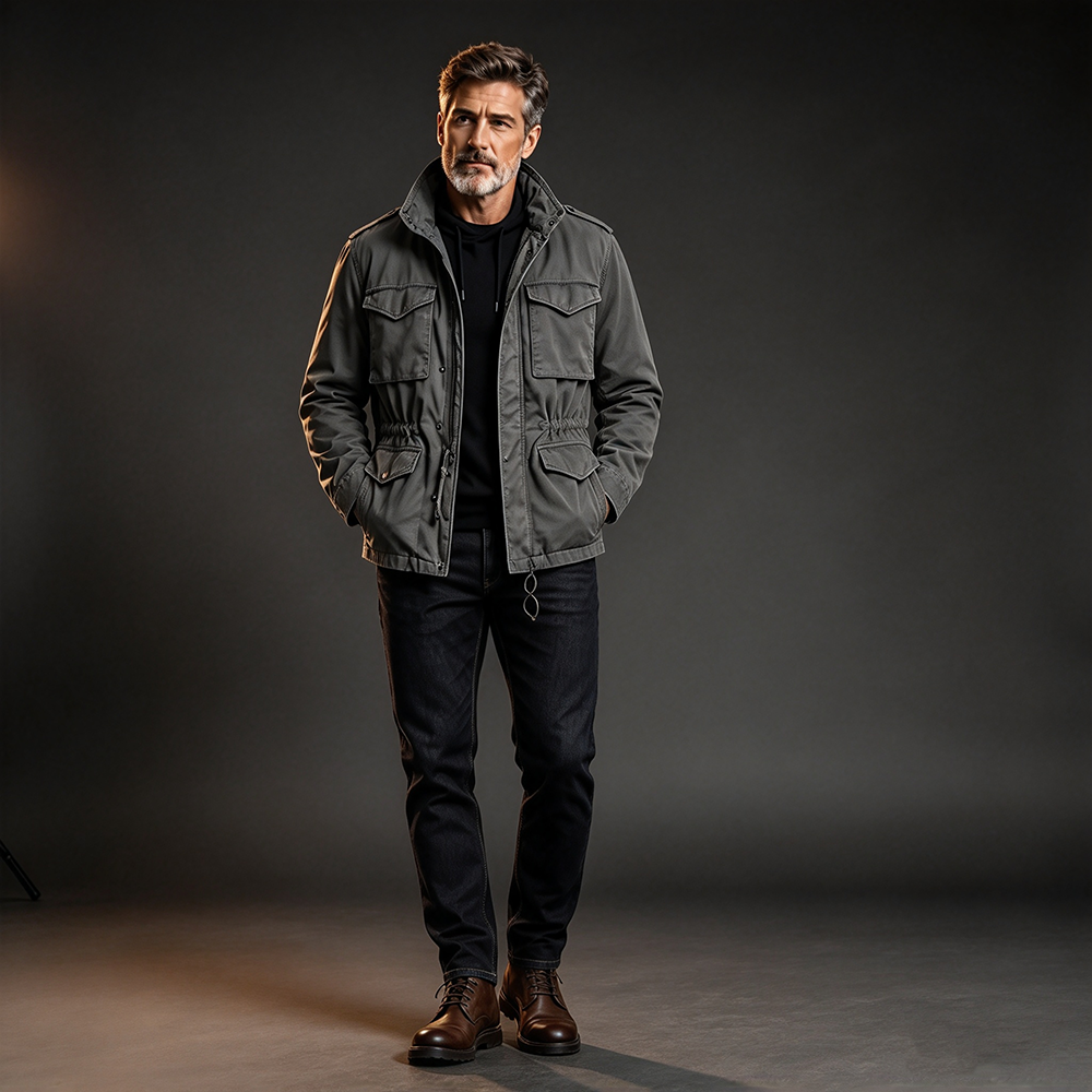 Men's Multi-Functional 4-Pocket Field Jacket – Waterproof & Durable  - Multipack