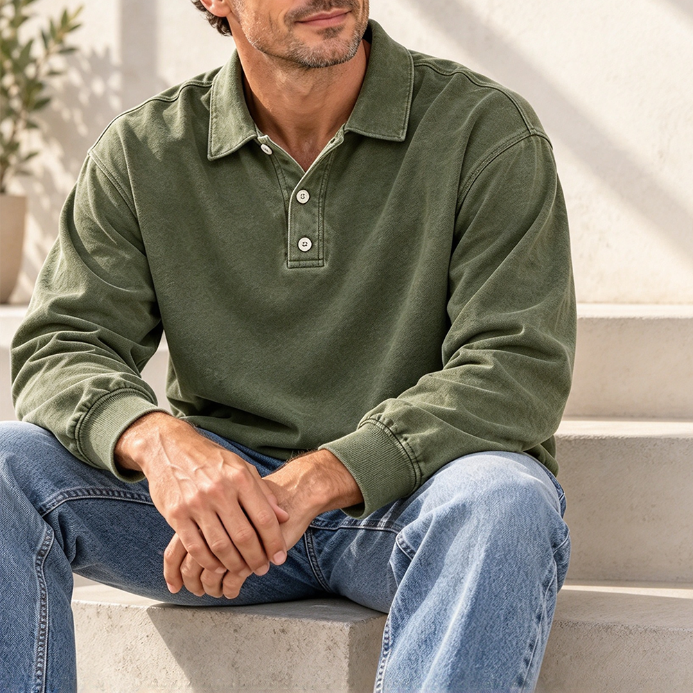 Men's Long-Sleeve Polo Pullover - Multipack