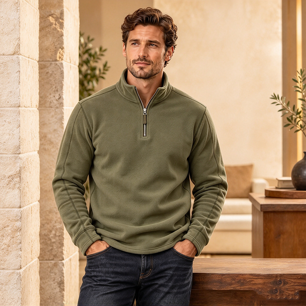 Men's Casual Fleece Polo Shirt