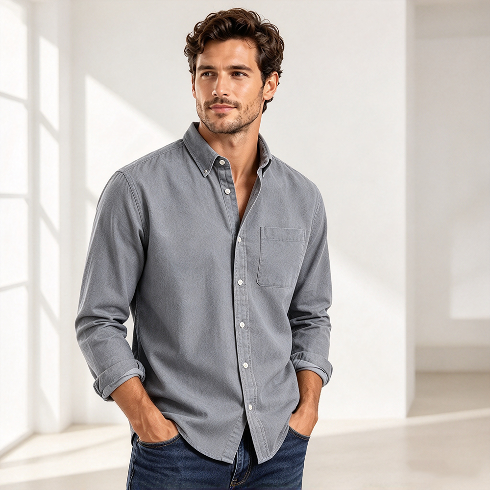 Men's Long-Sleeve Button-Front Shirt