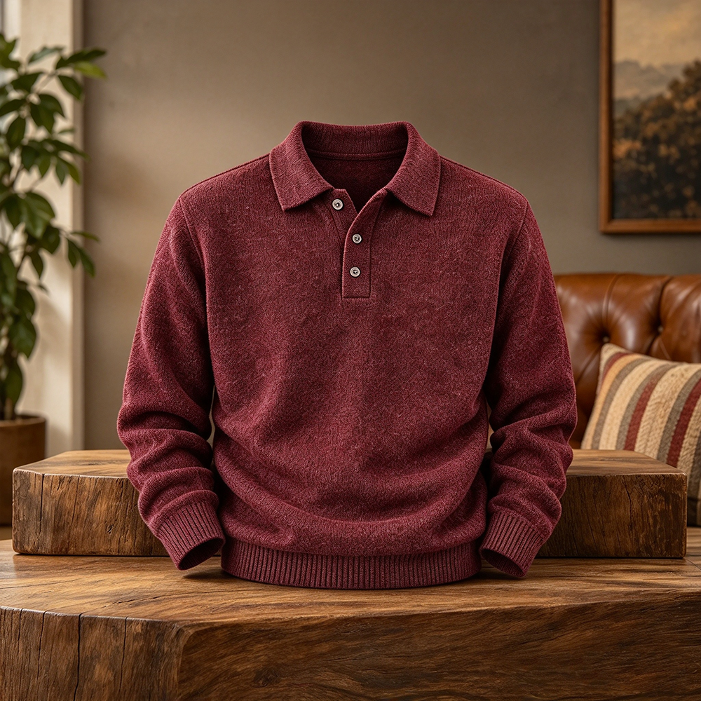 Men's Textured Long-Sleeve Polo Sweater Multipacks