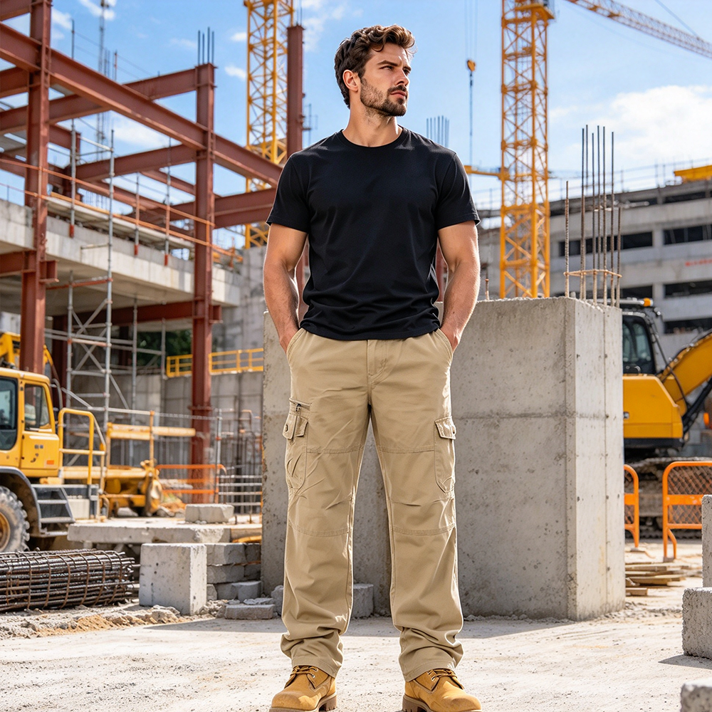 Men's Ripstop Straight-Leg Work Pants,Water Resistant Outdoor Tactical Pants