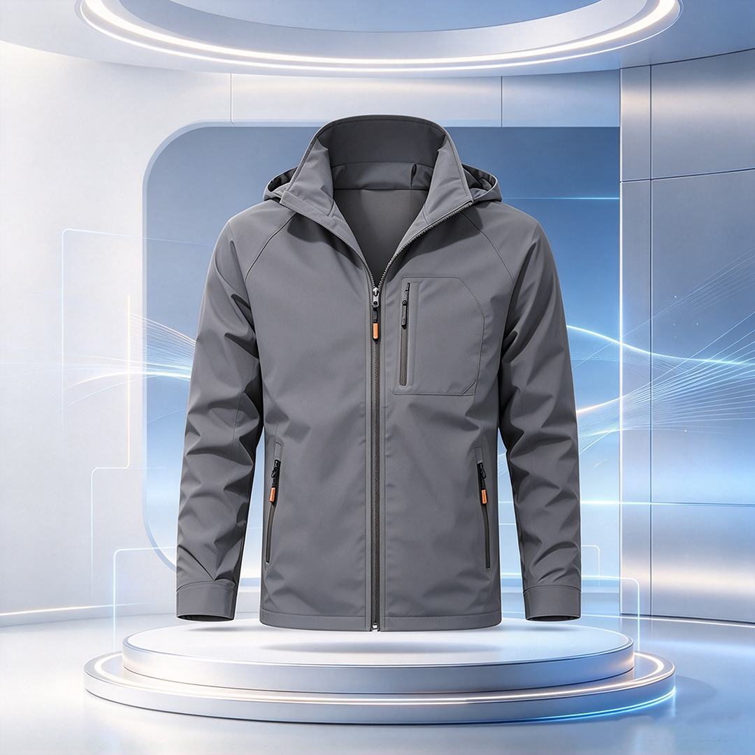 Men's Hooded Zip Waterproof Jacket ideal for city style and outdoor adventures