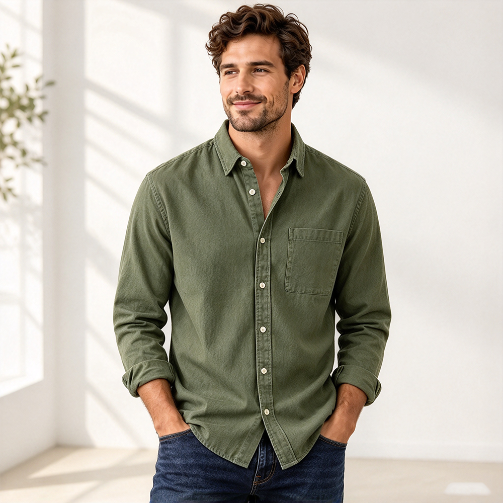 Men's Long-Sleeve Button-Front Shirt