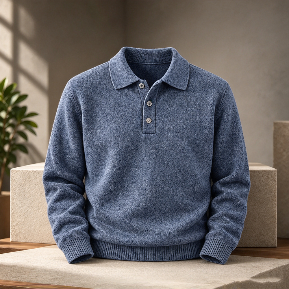 Men's Textured Long-Sleeve Polo Sweater Multipacks