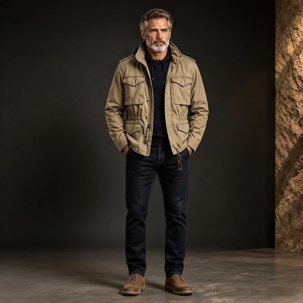 Men's Multi-Functional 4-Pocket Field Jacket – Waterproof & Durable  - Multipack