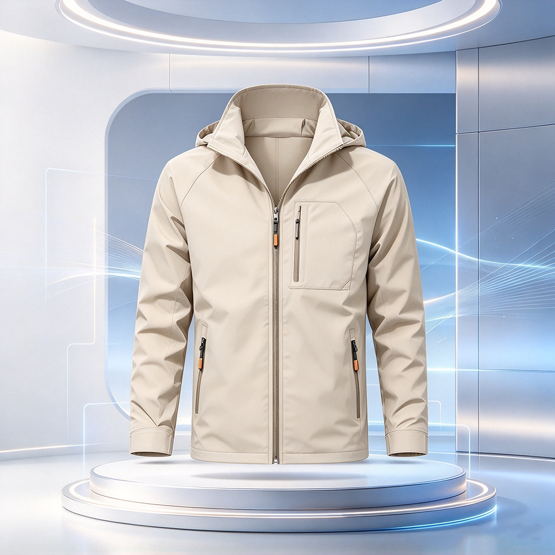Men's Hooded Zip Waterproof Jacket ideal for city style and outdoor adventures