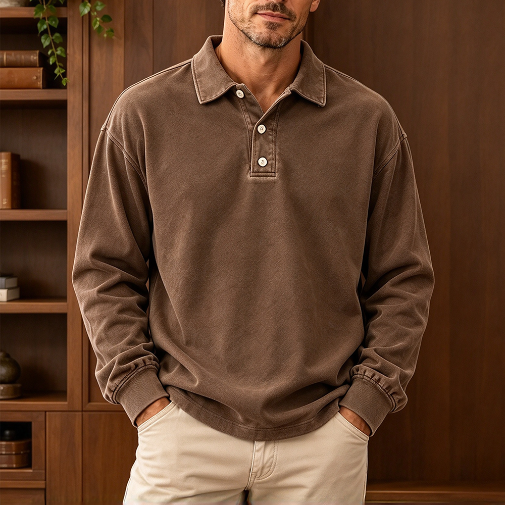 Men's Long-Sleeve Polo Pullover - Multipack