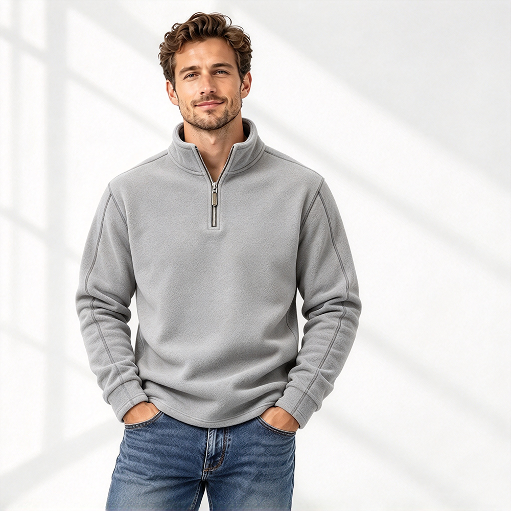Men's Casual Fleece Polo Shirt