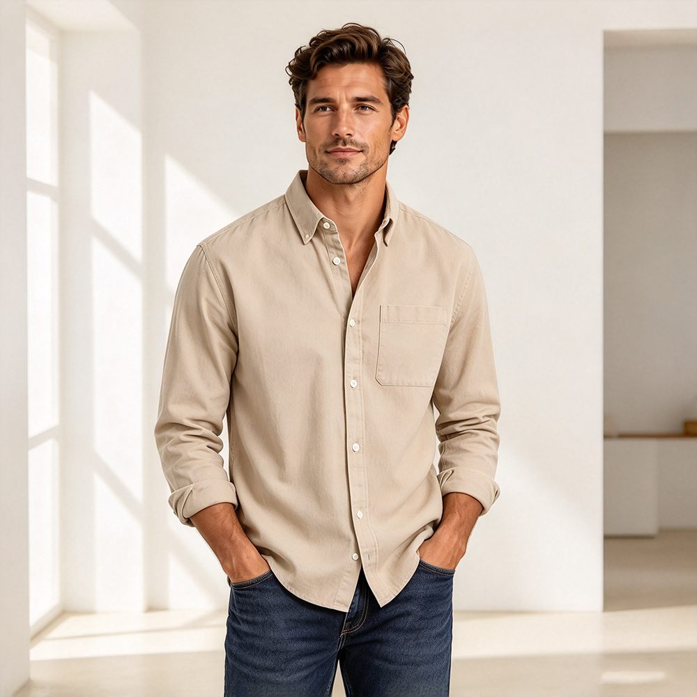 Men's Long-Sleeve Button-Front Shirt