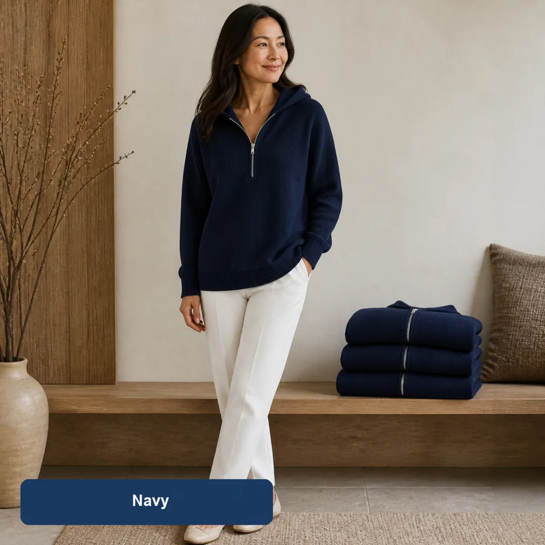 Bundle & Save | Women's Ribbed Half-Zip Hooded Sweater