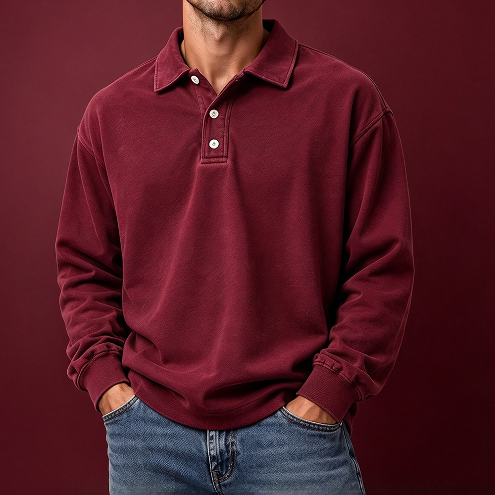 Men's Long-Sleeve Polo Pullover - Multipack