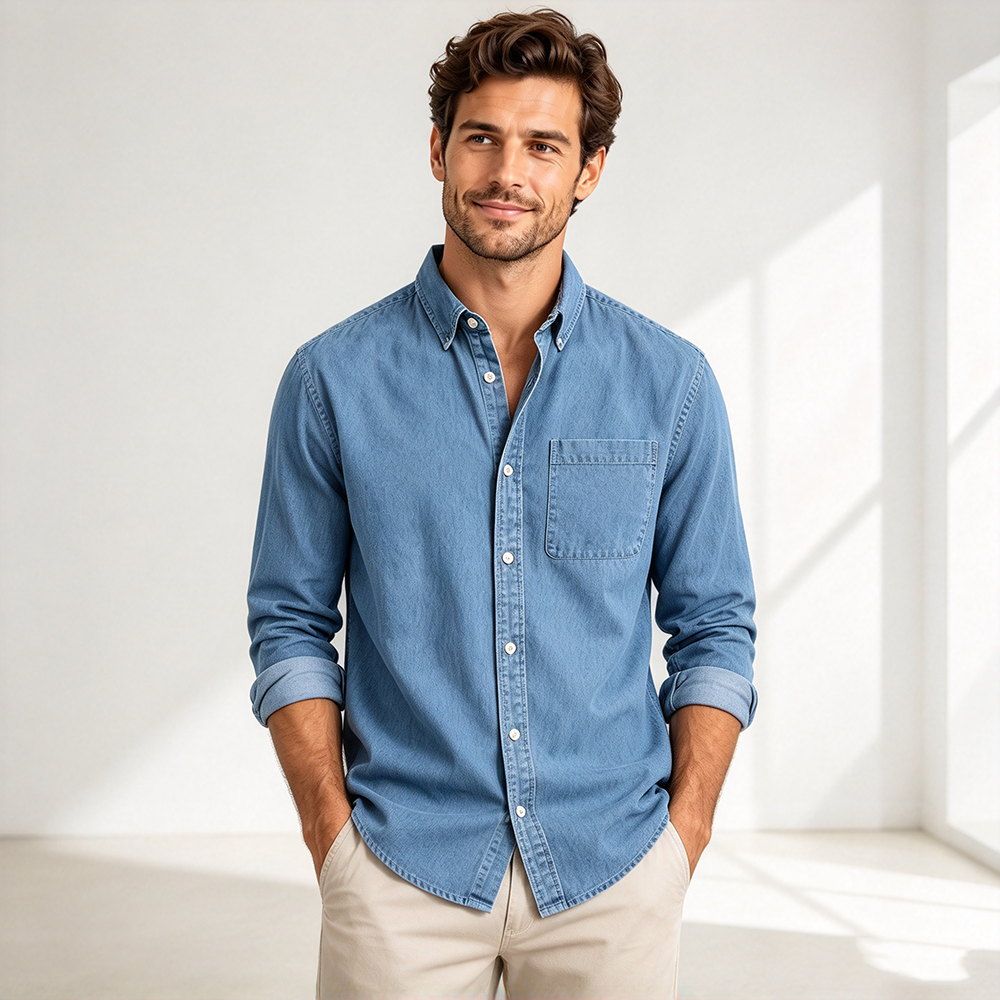 Men's Long-Sleeve Button-Front Shirt