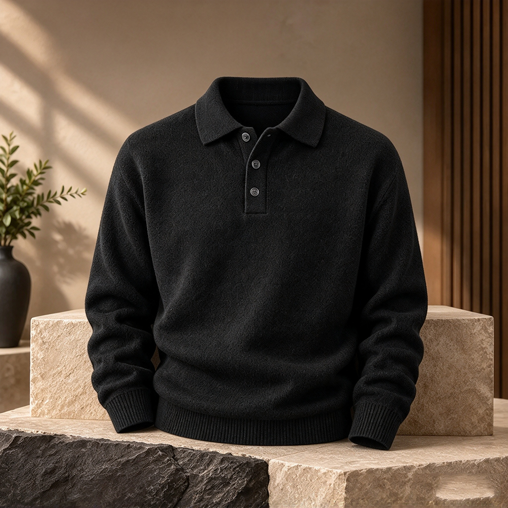 Men's Textured Long-Sleeve Polo Sweater Multipacks