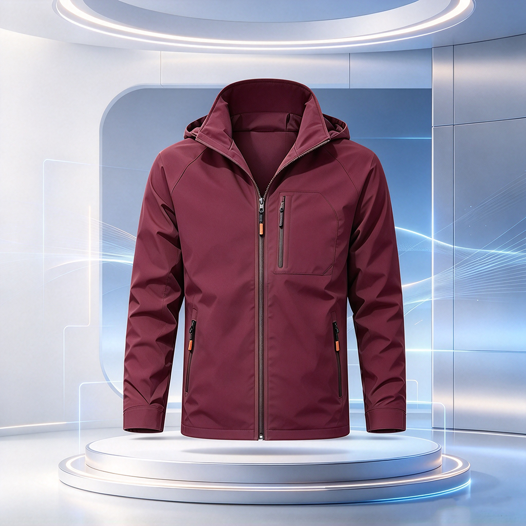 Men's Hooded Zip Waterproof Jacket ideal for city style and outdoor adventures