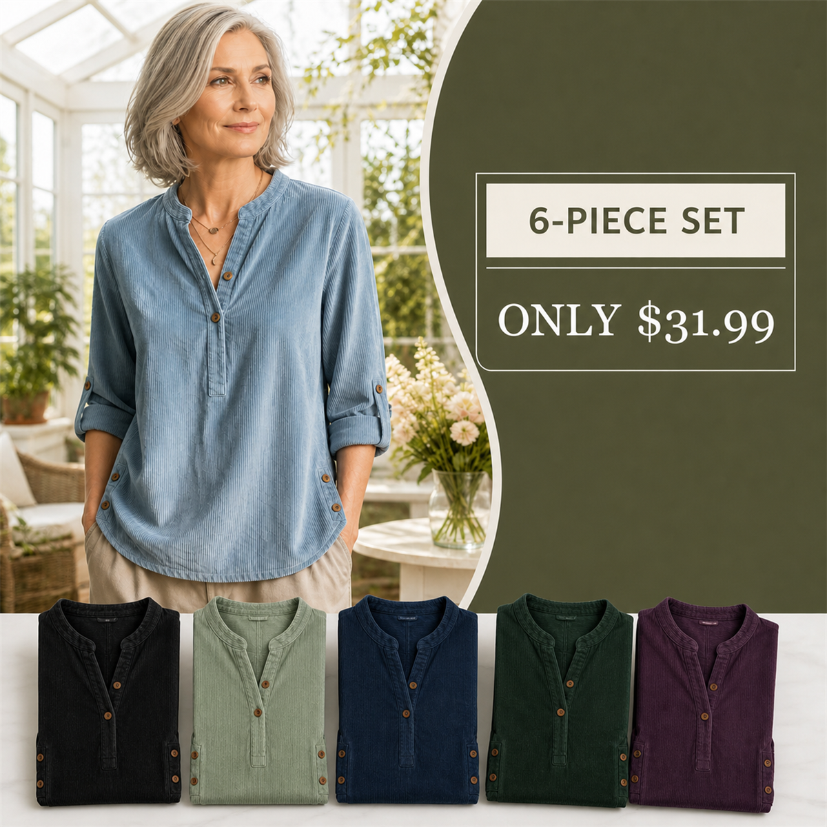 Women's six-piece seasonal-color tunic set